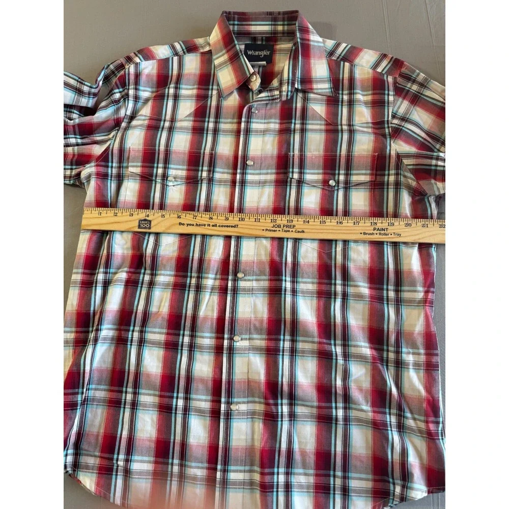 Wrangler Pearl Snap Shirt Western Large Check Men's Yolk Rodeo Cowboy‎